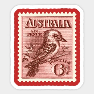 Red Kookaburra Postage Stamp Sticker